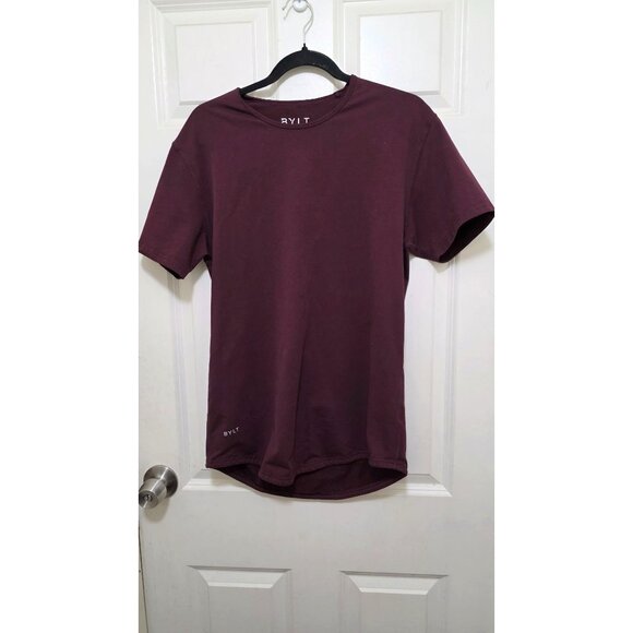 BYLT Mens Drop-Cut T-Shirt Maroon Short Sleeve Crew Neck Size M - Picture 2 of 7